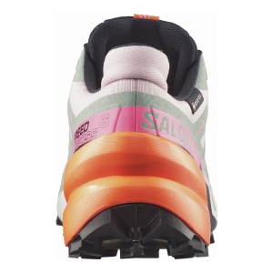 Pantofi Alergare Montana Femei Salomon Speedcross 6 GORE-TEX Storm Black / Green Milieu / Dragon Fire - Img 4