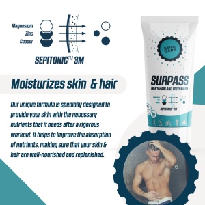 Surpass - gel de bus barbati Men`s hair and body wash Sepitonic 3M - 250ml - Img 4