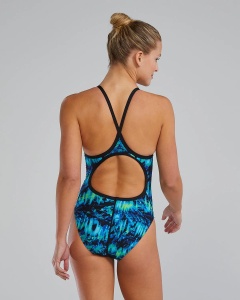 TYR - costum inot intreg pentru femei - Durafast Lite Diamondfit Seismo Swimsuit - Blue | Green - 26 (XS) - Img 2