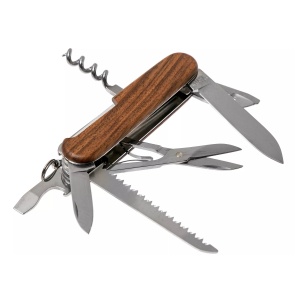 Victorinox - briceag pliabil Huntsman maner lemn, 13 functii - argintiu maro - Img 4