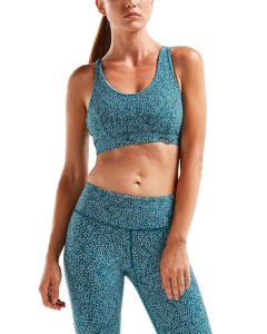 2XU - Bustiera sport pentru femei - XVENT Strappy Back Crop Rain Spot - albastru ocean