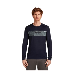 Bluza Barbati Icebreaker 200 Oasis Ls Crewe Elevation Lin Midnight Navy