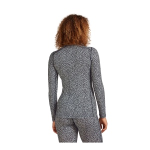 Bluza Femei Icebreaker 200 Oasis Ls Crewe Flock Aop Midnight Navy-Snow-Aop - Img 2