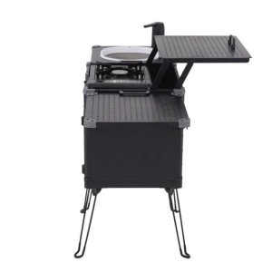 Bucătărie camping pliabilă cu aragaz și chiuvetă integrată, 46 L, aluminiu Wild Land - Img 4