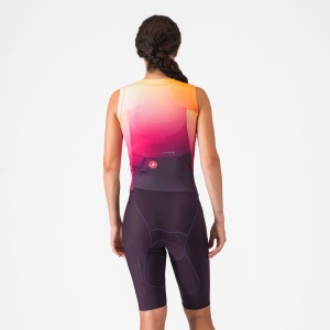 Castelli - costum triatlon fara maneci - Free Sanremo 3 W Suit Sleeveless - negru | portocaliu vivid - Img 2