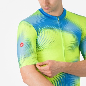 Castelli - tricou ciclism maneca scurta regular fit - Vortice Jersey - albastru | verde lime - Img 4