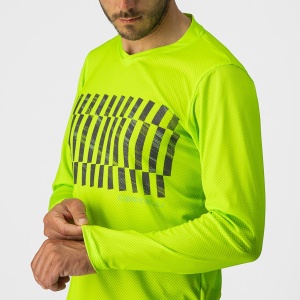 Castelli - tricou ciclism pentru barbati, maneca lunga Trail Tech LS Tee jersey - galben electric fluo lime negru - Img 3