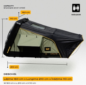 Cort de acoperiș auto CampTalk Silence M, 2-3 persoane, Sky View, fără decupaj integrat pentru încălzire - Img 3