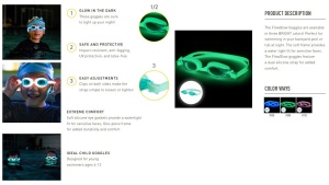 Finis - ochelari inot vizibilitate sporita pentru copii FlowGlows (Glow in the dark) Goggles - albastru - Img 3