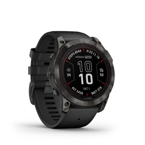 Garmin - fenix 7x Pro Sapphire Solar smartwatch premium cu incarcare solara 51mm - ramă Titan DLC Carbon Grey si curea din silicon neagră - Img 5