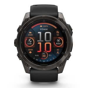 Garmin - fenix 8 AMOLED Sapphire - 47 mm - Titanium with Spark Orange | Graphite Silicone Band - Img 1