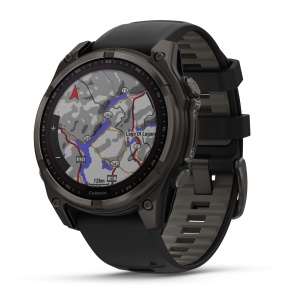 Garmin - fenix 8 Solar Sapphire 47mm - smartwatch premium - ramă gri din titanium DLC si curea din silicon neagră-gri - Img 4