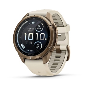 Garmin Fenix 9 Pro AMOLED inReach - 43 mm Titan Gold French Gray - Smartwatch Multisport Premium cu AMOLED