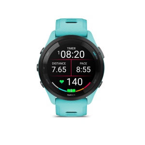 Garmin - Forerunner 265 ceas multisport cu GPS AMOLED - Ramă neagră cu carcasă Aqua şi curea din silicon Aqua/neagră - Img 4