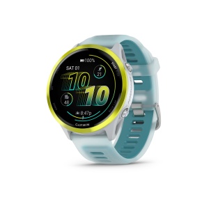 Garmin Forerunner 570 - 47mm - ceas multisport cu GPS si AMOLED - alb Amp Yellow Aluminium with Translucent Whitestone | Turquoise Band - Img 4