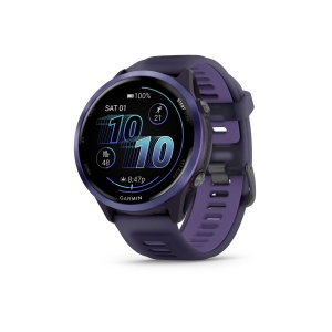 Garmin Forerunner 570 - 47mm - ceas multisport cu GPS si AMOLED - negru Indigo Aluminium with Translucent Imperial Purple | Indigo Band - Img 2
