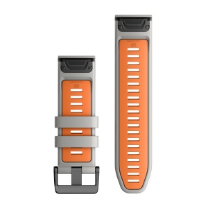 Garmin QuickFit 26 - curea silicon - gri Fog | portocaliu Ember - Img 2