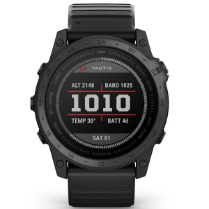 Garmin - Tactix 7 Sapphire ceas multisport cu GPS - ramă neagră Titanium DLC și curea din silicon neagră