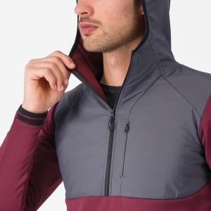 Hanorac casual Castelli UNLTD Roam Hoodie - vișiniu/gri | Confort termic - Img 4