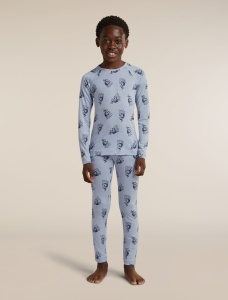 Icebreaker - colanti - 200 Oasis Leggings Bear Tour K - Zinc Blue/Aop - 10 - Img 3