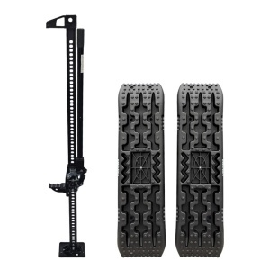Pachet cric Hi-Lift 150 cm, 3000 kg și set rampe de tracțiune 108 x 32 cm cu bază pentru cric, EMD4x4