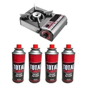 Pachet mini aragaz camping 2.1 kW EMD4X4 cu 4 cartușe gaz 227 g
