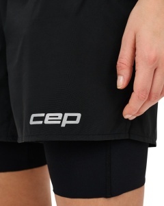 Pantaloni scurți alergare CEP Core Run 2in1 femei - negru | compresie + libertate mișcare - Img 8