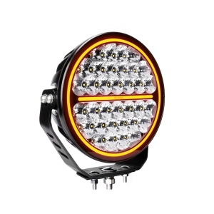 Proiector LED Siberia Night Ranger 9″ 170W, 6000K, 13377 lm, rază 465 m, flood, lumină de poziție albă și chihlimbariu, carcasă aluminiu negru, rezistent la apă și praf (IP67/IP69K), Strands