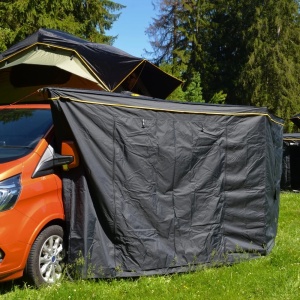 Set marchiză auto cu anexă marchiză CampTalk, 180° cm, 5 m², închis complet cu podea inclusă, impermeabil, montaj rapid, compatibil cu orice mașină cu bare transversale sau roof rack - Img 3
