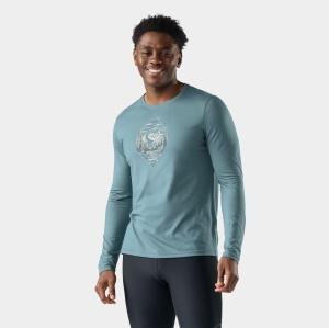 Smartwool - bluza - Wander Valley Active Long Sleeve Graphic Tee - Dusty Teal - L