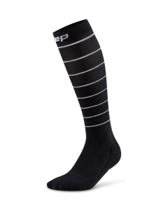 Șosete compresie înalte CEP Pro Run Reflective 2.0 femei - negru | vizibilitate nocturnă