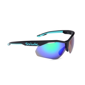 Spiuk - ochelari soare sport Ventix K, 2 lentile de schimb transparent si verde oglinda - rama neagra turquoise - Img 2