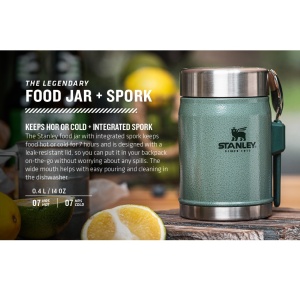 Stanley - termos pentru mancare, furculita inclusa Classic Legendary Food Jar + Spork - negru mat piatra - 400 ml - Img 10