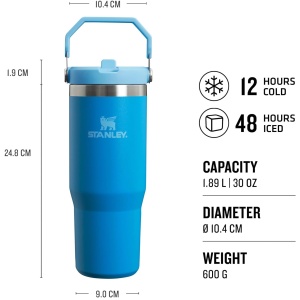 Stanley - termos tip sticla cu pai - Iceflow Flip Straw Tumbler - Plum - 890 ml - Img 7