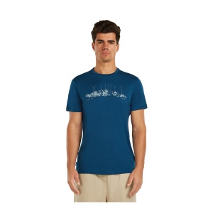 Tricou Barbati Icebreaker Merino 150 Tech Lite The Peaks Albastru