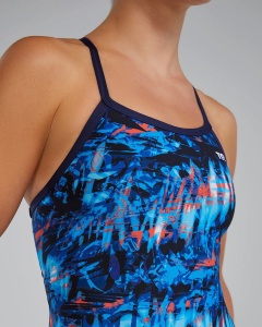 TYR - costum inot intreg pentru femei - Durafast Lite Diamondfit Seismo Swimsuit - Blue | Green - 26 (XS) - Img 16