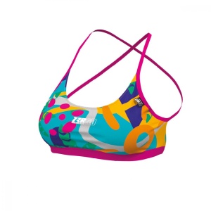 Z3R0D - sutien Costum baie femei two pieces - rosu galben albastru Expressive Resort