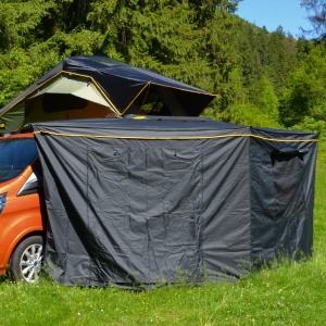 Anexă marchiză, compatibil cu marchiza 180° CampTalk, închis complet, cu podea, impermeabil, cu prindere rapidă prin banda scai, 600 x 200 x 210 CM