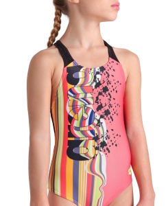 Arena - costum baie intreg pentru fete - Palette Swim Pro Back - Calypso Coral I Black - Img 5