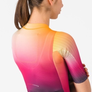 Castelli - costum triatlon cu maneca scurta - Free Sanremo 3 W Suit Short Sleeve - negru | portocaliu vivid - Img 4