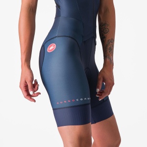 Castelli - costum trisuit triatlon pentru femei, maneca scurta Free Sanremo SS Suit - indigo belgian turcoaz - Img 5