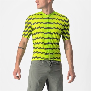 Castelli - tricou pentru ciclism cu maneca scurta Unlimited Sterrato Jersey - verde electric lime gri inchis