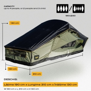 Cort de acoperiș auto CampTalk Whisper 190, 4-5 persoane, Sky View - Img 3