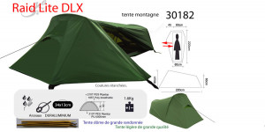 Cort Freetime Raid Lite DLX 1 persoana, verde, 220 x 80/60 +45 cm - Img 3