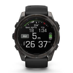 Garmin - fenix 8x AMOLED Sapphire 51mm - smartwatch premium AMOLED - ramă gri din titanium DLC si curea din silicon neagră-gri - Img 2