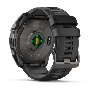 Garmin - fenix 8x AMOLED Sapphire 51mm - smartwatch premium AMOLED - ramă gri din titanium DLC si curea din silicon neagră-gri - Img 6