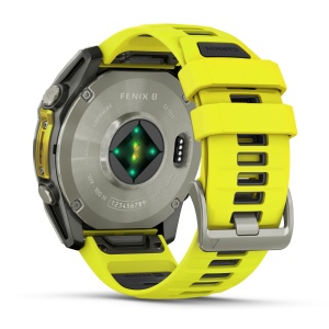 Garmin - fenix 8x Solar Sapphire 51mm - smartwatch premium - ramă argintie din titanium si curea din silicon galben fluo - Img 7