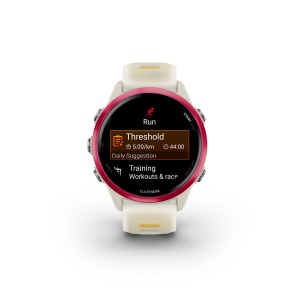 Garmin Forerunner 570 - 42 mm - ceas multisport cu GPS si AMOLED - alb mango roz Raspberry Aluminium with Translucent Bone | Mango Band - Img 3