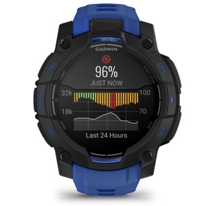 Garmin - Instinct 3 - 45 mm AMOLED - Black with Bolt Blue | Black Band - Img 4