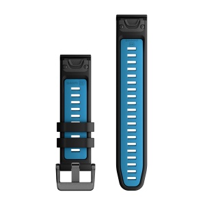 Garmin QuickFit 22 - curea silicon - negru|albastru Cirrus - Img 2